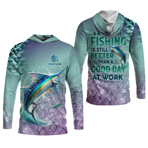 A Bad Day Of Fishing Is Still Better Than A Good Day At Work SPF Shirt, Funny Fishing Shirt, Women Fishing Shirt