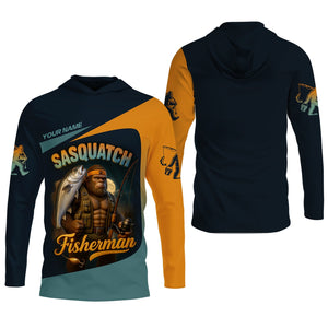 Sasquatch Fishing Shirt With Hood, Long Sleeve Sun Shirt, Fishing Shirts For Men