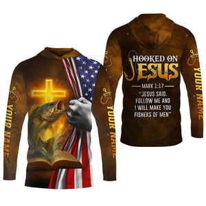 Hooked On Jesus Mark 1:17 Fishing UPF Shirts, Jesus Fishing Shirt, Fishing Shirt For Men