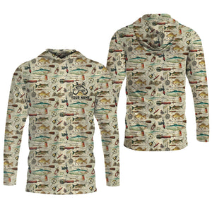 Fishing Gear Items SPF Long Sleeve Shirts, Custom Fishing Shirt, Men Long Sleeve Shirt