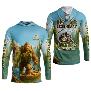 Bigfoot Legendary Adventures Await Bass Fishing Shirt, Funny Fishing Shirt, Presents For Fishermen