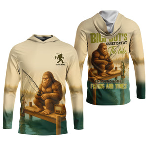 Bigfoot's Quiet Day At The Lake Fishing UPF Shirts, Funny Fishing Shirt, Women Fishing Shirt