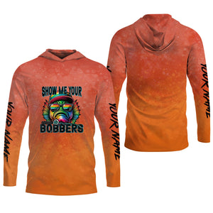 Show Me Your Bobbers Shirt, Orange Neon Men Fishing Shirt, Funny Fishing Shirt, SPF Shirt