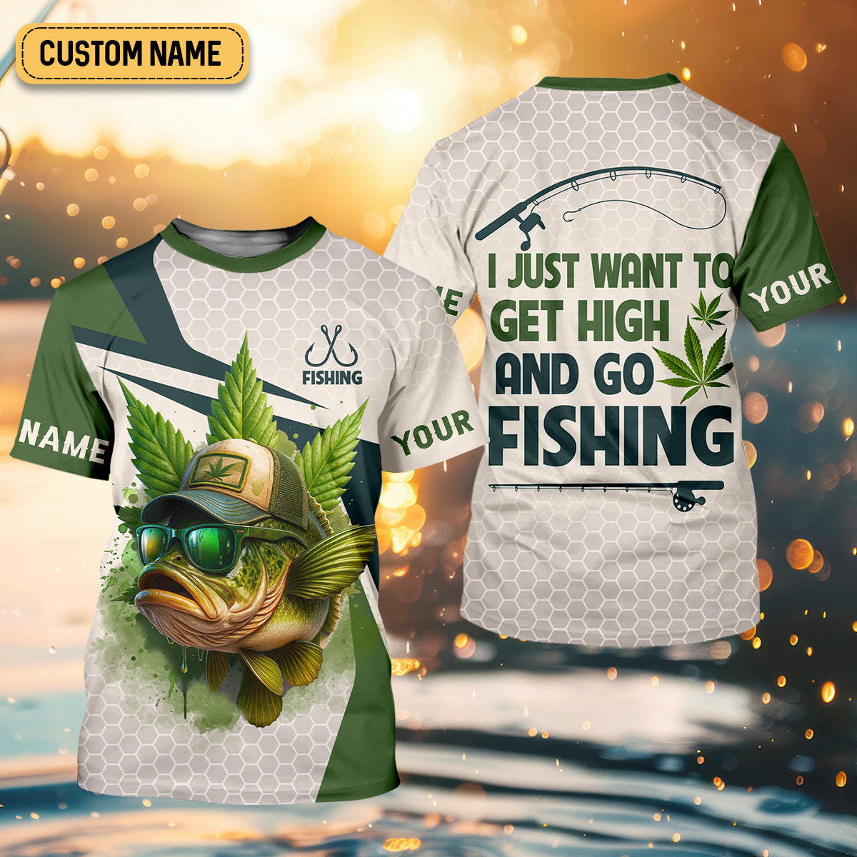I Just Want To Get High And Go Fishing Largemouth Bass Fishing SPF Shirt For Men, Funny Fishing Shirt