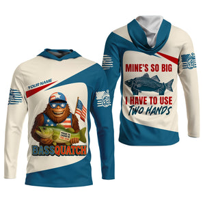 Bassquatch Mine's So Big I Have To Use Two Hands Patriotic Fishing Shirt, Funny Fishing Shirt
