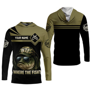 WTF Where The Fish Camo Bass Fishing Shirt, Funny Fishing Shirt, SPF Shirt For Men, Men's Fishing Shirt