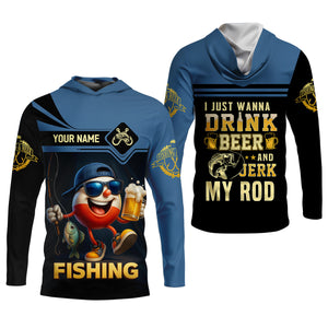 I Just Wanna Drink Beer And Jerk My Rod SPF Shirts, Fishing Shirts For Men, Funny Fisherman Gift