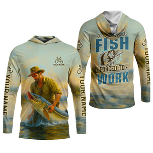 Born To Fish Forced To Work SPF Shirt For Men, Funny Fishing Shirt, Gift For Fisherman