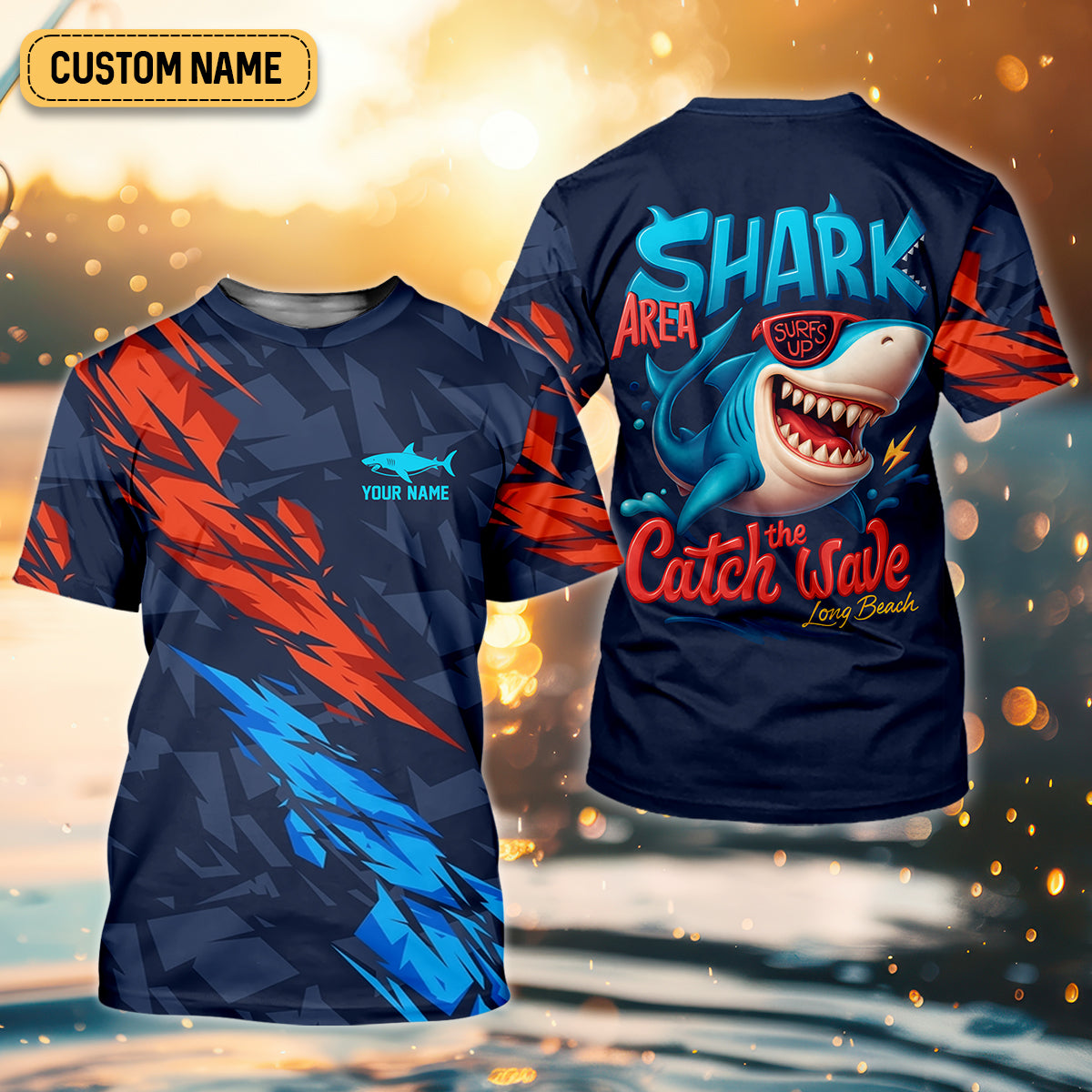 Shark Area Surf's Up The Catch Wave Funny Fishing Shirt, SPF Shirt For Men, Gift For Fisherman