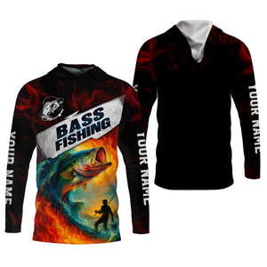 Fire Fishing Hooded UPF Shirt, Fishing Jersey, Long Sleeve Fishing Shirts, Gift For Fisherman