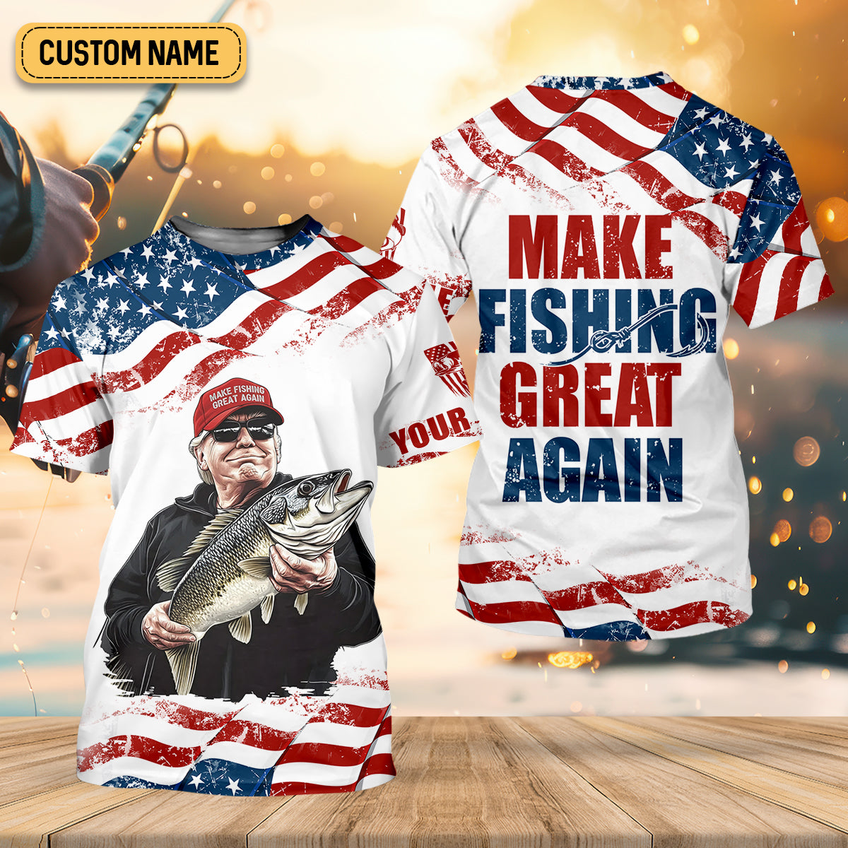 Make Fishing Great Again Patriotic Fishing Shirt, Red White Blue Fishing UPF Shirts, Men's Fishing Shirt
