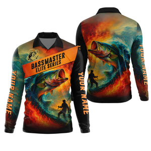Bass Masters Elite Fishing UPF Shirts, Long Sleeve Fishing Shirts, Fishing Shirts For Men