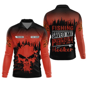 Fishing Saved Me From Being A Pornstar Red Fishing Shirt, Funny Fishing Shirt, SPF Shirt For Men, Gift For Fisherman