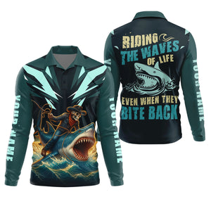 Riding The Waves Of Life Even When They Bite Back SPF Shirt For Men, Funny Fishing Shirt, Fishing Shirts For Men