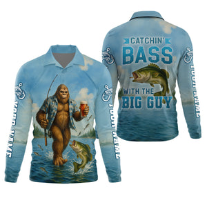 Catchin' Bass With The Big Guy, Fishing Shirts, SPF Long Sleeve Shirts, Fishing Shirts For Men