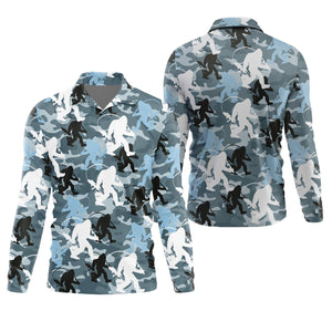 Bigfoot Blue Camo Fishing SPF Shirts, Bassquatch Fishing Shirts, Fishing Shirts For Men, Funny Fisherman Gift