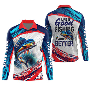 Life Is Good Fishing Makes It Better SPF Shirts, Fishing Shirts For Men, Funny Fisherman Gift