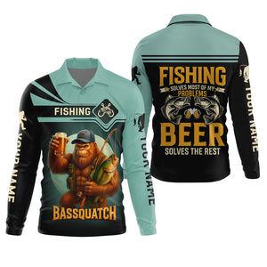 Fishing Solves Most Of My Problems Beer Solves The Rest SPF Shirt, Funny Fishing Shirt, Fishing Shirts For Men