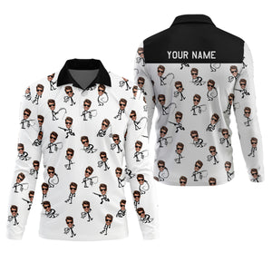 Funny Stick Figure Fishing Pose Custom Face SPF Shirt For Men, Funny Fishing Shirt, Fishing Shirts For Men