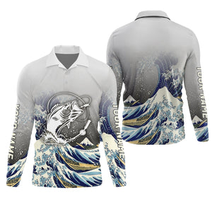 Great Wave Bass Fishing Long Sleeve, Fishing UPF Shirts, Funny Fishing Shirt, Gift For Fisherman
