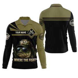 WTF Where The Fish Camo Bass Fishing Shirt, Funny Fishing Shirt, SPF Shirt For Men, Men's Fishing Shirt