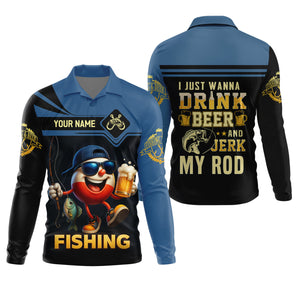 I Just Wanna Drink Beer And Jerk My Rod SPF Shirts, Fishing Shirts For Men, Funny Fisherman Gift