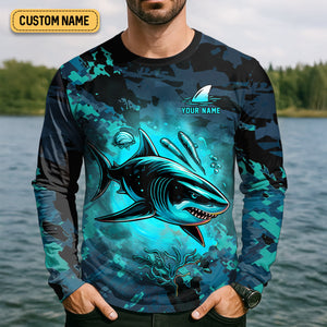 Hunt Or Be Hunted Deep Sea Danger Performance Fishing Shirts, Fishing Gifts For Men
