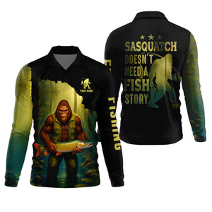 Sasquatch Doesn't Need A Fish Story Funny Fishing Shirt SPF Shirt For Men, Funny Fishing Shirt, Fishing Shirts For Men