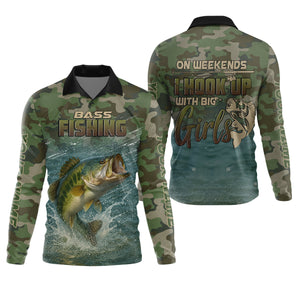 On Weekends I Hook Up With Big Girls Camo Bass Fishing Shirt, Funny Fishing Shirt, Fishing Shirts For Men