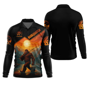 Bassquatch Bigfoot Fishing SPF Long Sleeve Shirts, Fishing Shirts For Men, Funny Fishing Shirt, Fisherman Gift