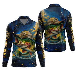 Bass Fishing Shirt, Camo Long Sleeve Shirt, SPF Shirt For Men, Gift For Fisherman