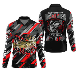 Bass Fishing UPF Shirts, I Just Want to Drink Beer and Jerk My Rod, Funny Fishing Shirt, Gift For Fisherman