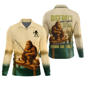 Bigfoot's Quiet Day At The Lake Fishing UPF Shirts, Funny Fishing Shirt, Presents For Fishermen