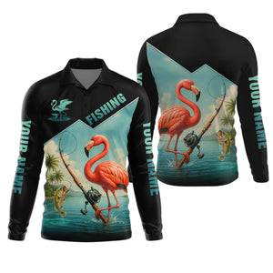 Flamingo Fishing, Hooded UPF Shirt, Funny Fishing Shirt, Men Jersey, Presents For Fishermen