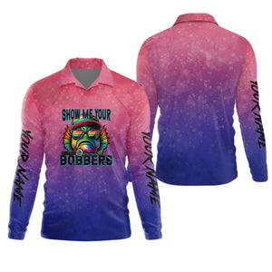 Show Me Your Bobbers Shirt, Pink Purple Neon Men Fishing Shirt, Funny Fishing Shirt, SPF Shirt