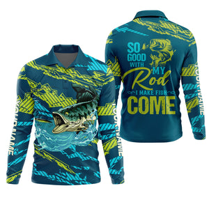 Bass Fishing UPF Shirts, So Good With My Rod I Make Fish Come, Funny Fishing Shirt, Gift For Fisherman