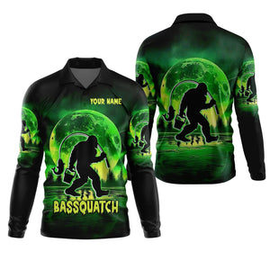 Bassquatch Green Neon Bigfoot Fishing Shirt, SPF Shirt For Men, Gift For Fisherman, Bass Fishing