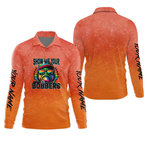 Show Me Your Bobbers Shirt, Orange Neon Men Fishing Shirt, Funny Fishing Shirt, SPF Shirt