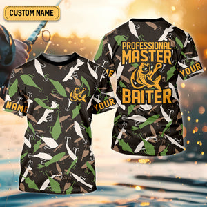 Professional Master Baiter Fishing UPF Shirts, Camo Fishing Shirt, Presents For Fishermen
