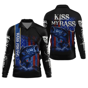 Kiss My Bass Patriotic Fishing Shirt, SPF Shirt, Funny Fishing Shirt, Fishing Shirts For Men, Bass Fishing