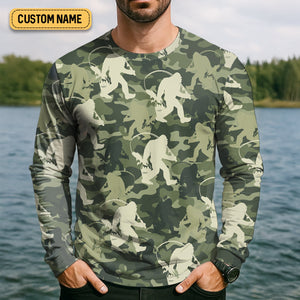 Bigfoot Camo Fishing SPF Shirts, Bassquatch Fishing Shirts, Fishing Shirts For Men, Funny Fisherman Gift