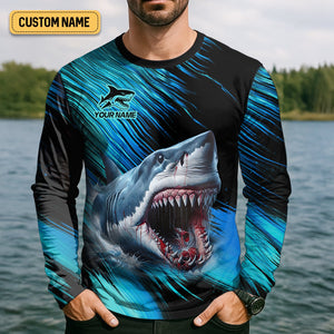 Shark Fishing UPF Shirts, Shark Mode On Born To Hunt, Funny Fishing Shirt, Gift For Fisherman