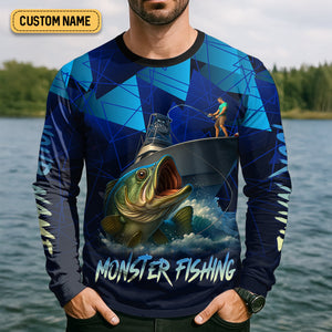 Monster Fishing SPF Shirts, The Thrill of The Catch Fishing Shirts For Men, Funny Fisherman Gift