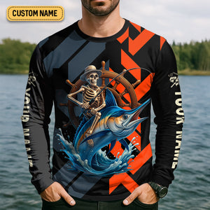 Life's Better With A Rod In Hand SPF Shirts, Marlin Fishing Shirts For Men, Funny Fisherman Gift