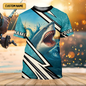 Shark Fishing SPF Shirts, Shark Attack Danger Area Fishing Shirts For Men, Funny Fisherman Gift