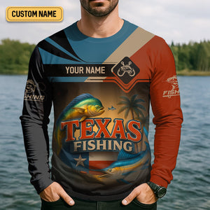 Texas Fishing Patriotic Fishing Shirt, SPF Shirt For Men, Custom Fishing Shirt, Presents For Fishermen