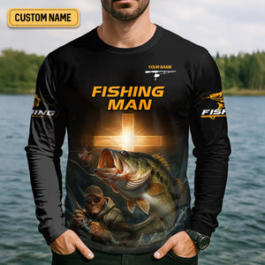 I Like Fishing And Believe In Jesus Shirts, SPF Long Sleeve Shirts, Fishing Shirts For Men, Fisherman Gift