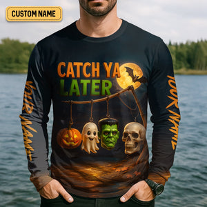 Catch Ya Later Fisherman Outfit, Long Sleeve Fishing Shirts, Mens Casual Shirts