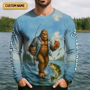 Catchin' Bass With The Big Guy, Fishing Shirts, SPF Long Sleeve Shirts, Fishing Shirts For Men