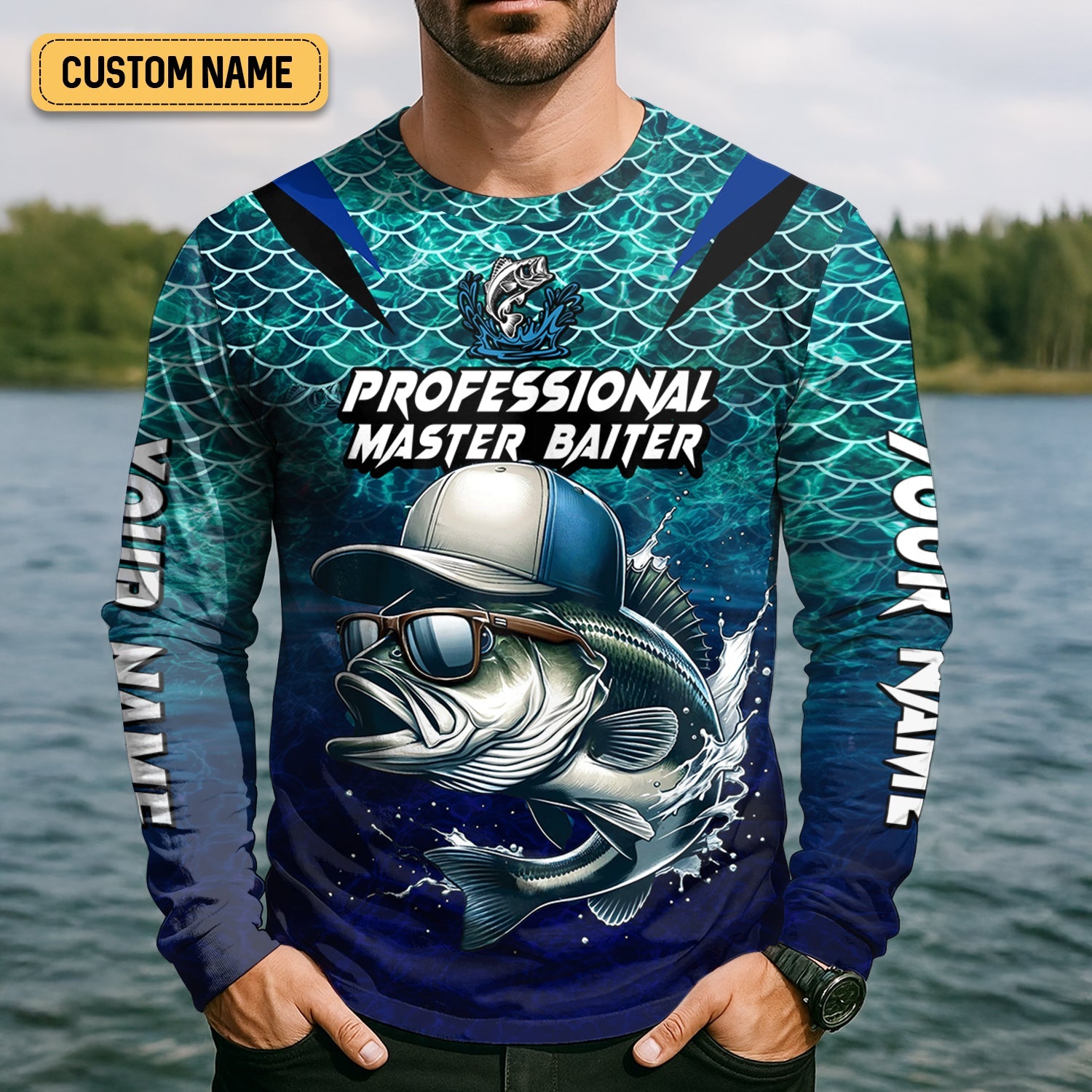 Bass Fishing UPF Shirts, Long Sleeve Sun Shirt, Camo Long Sleeve Shirt, Fishing Shirts For Men